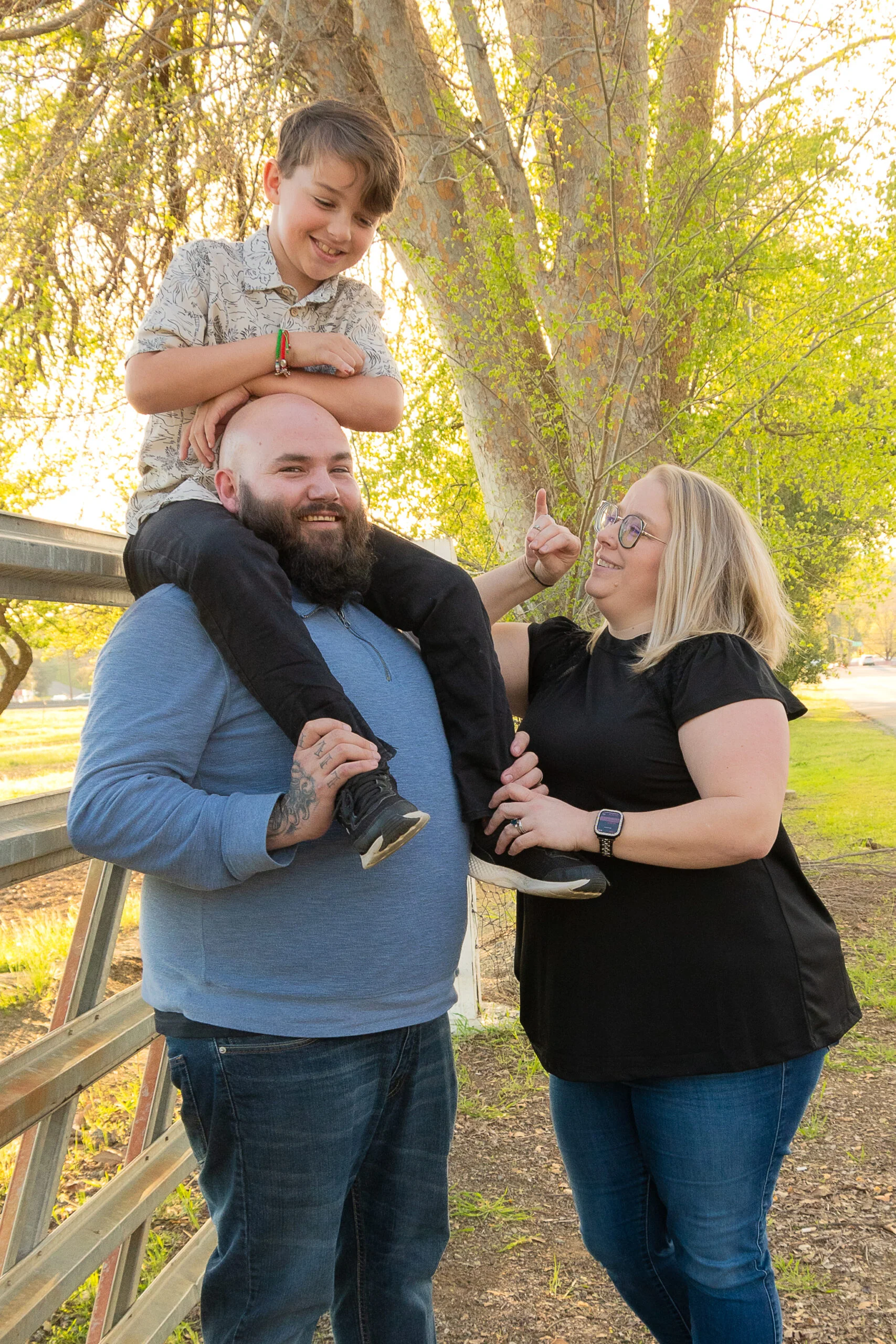 Keith Jackson with his wife and stepson.